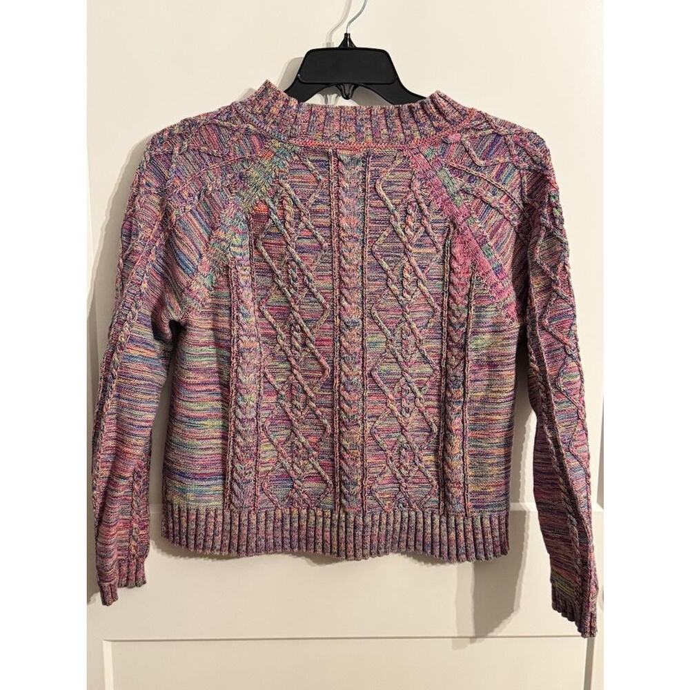 Gap Sweater XL Multicolor Rainbow Cable Knit Crewneck Cotton Pullover Preppy - Picture 3 of 5